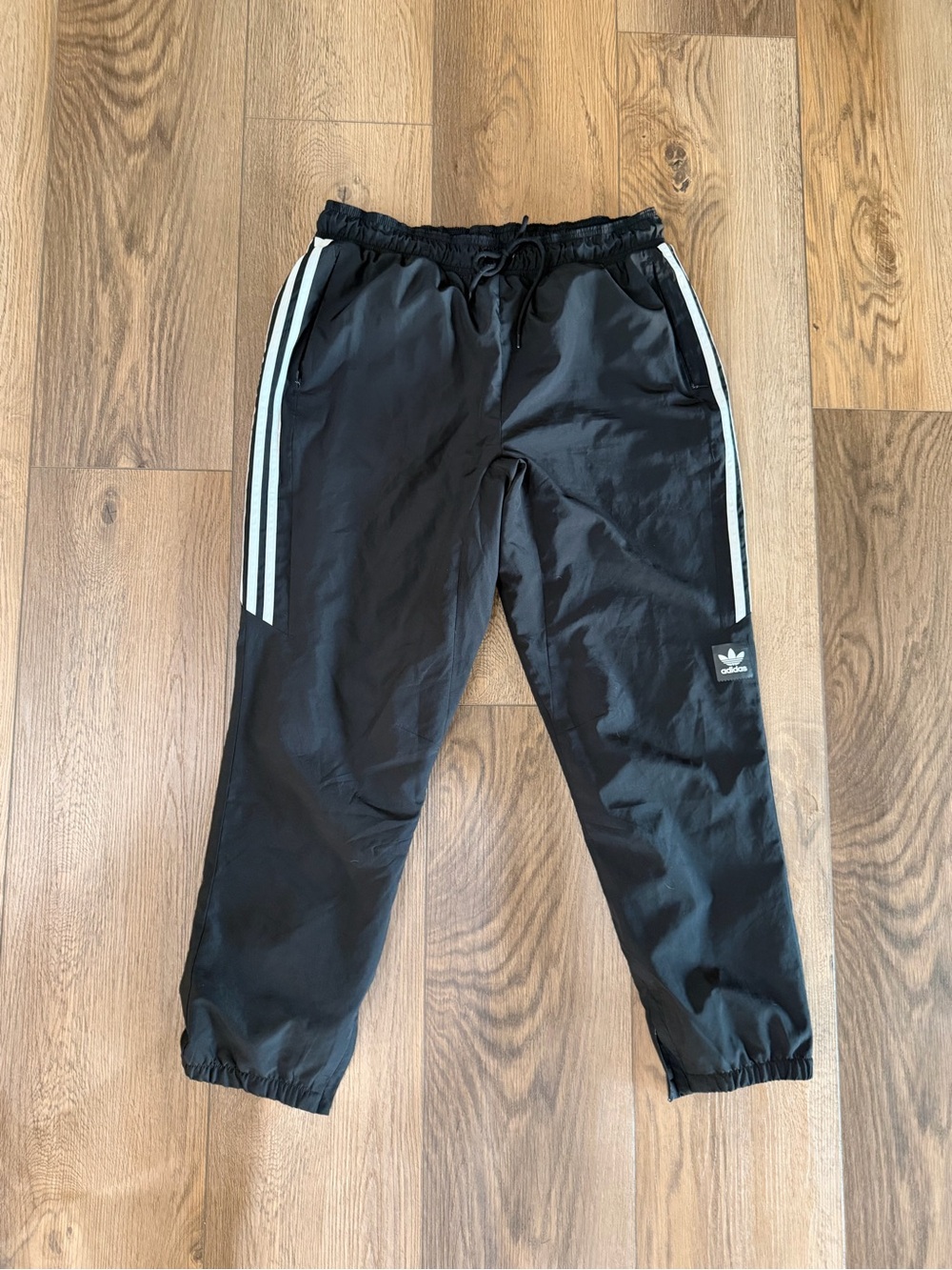 adidas Black Joggers with White Side Stripes - Kids
